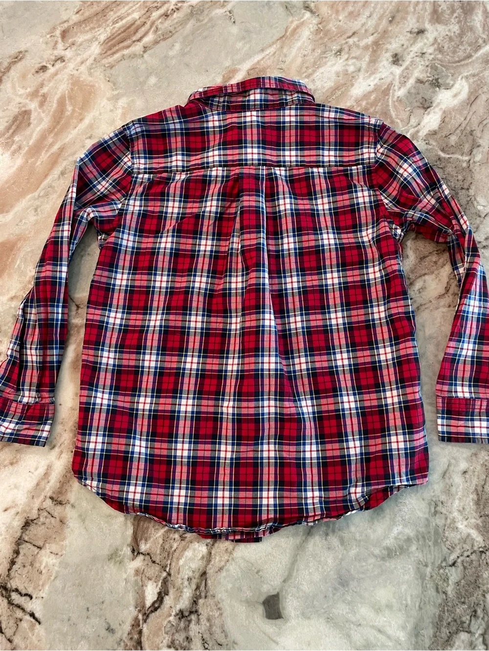 Ralph Lauren Plaid Boys Long Sleeve Button Down Top Size 6 Red and Blue Cotton